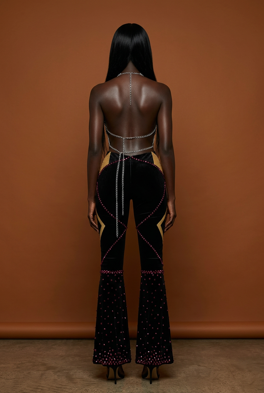 Sparkling Backless Diamond Rivet TwoPiece Evening Set