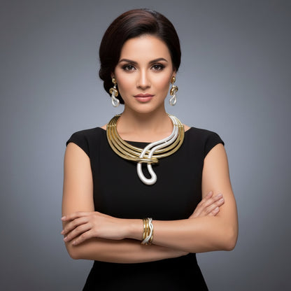 Exquisite 18K Gold Plated 4Pcs Jewelry Set for Women Big Size Necklace Earring Bracelet Ring African Bridal Wedding Party Gifts