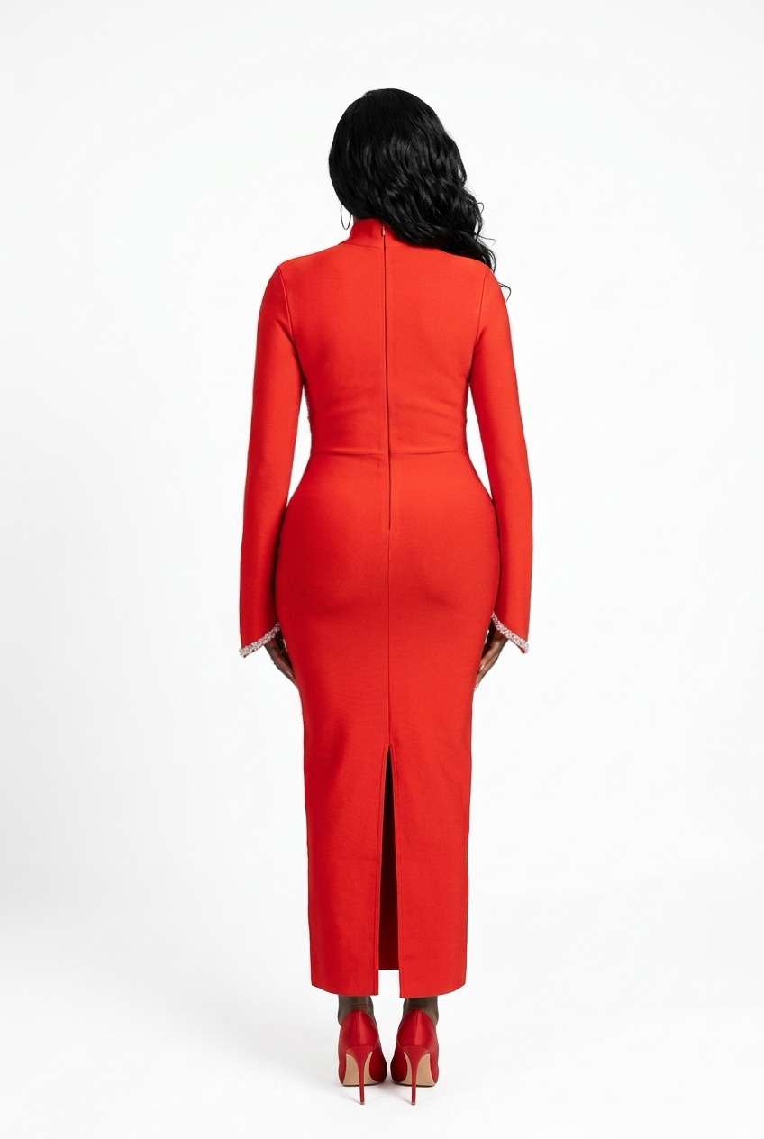 Women Sexy Long Sleeve Diamonds Maxi Long Bodycon Bandage Dress 2025 Celebrity Elegant Evening Party Luxury Birthday Dresses