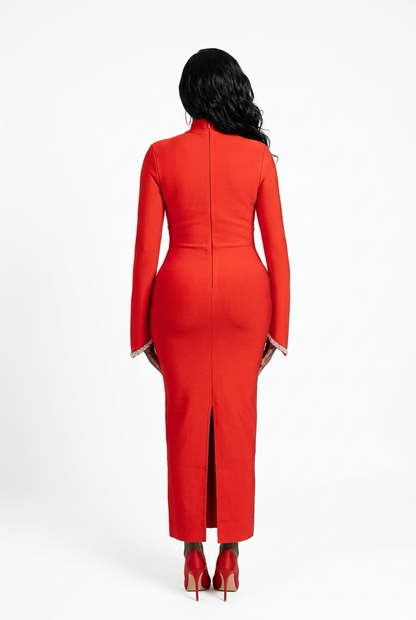 Women Sexy Long Sleeve Diamonds Maxi Long Bodycon Bandage Dress 2025 Celebrity Elegant Evening Party Luxury Birthday Dresses