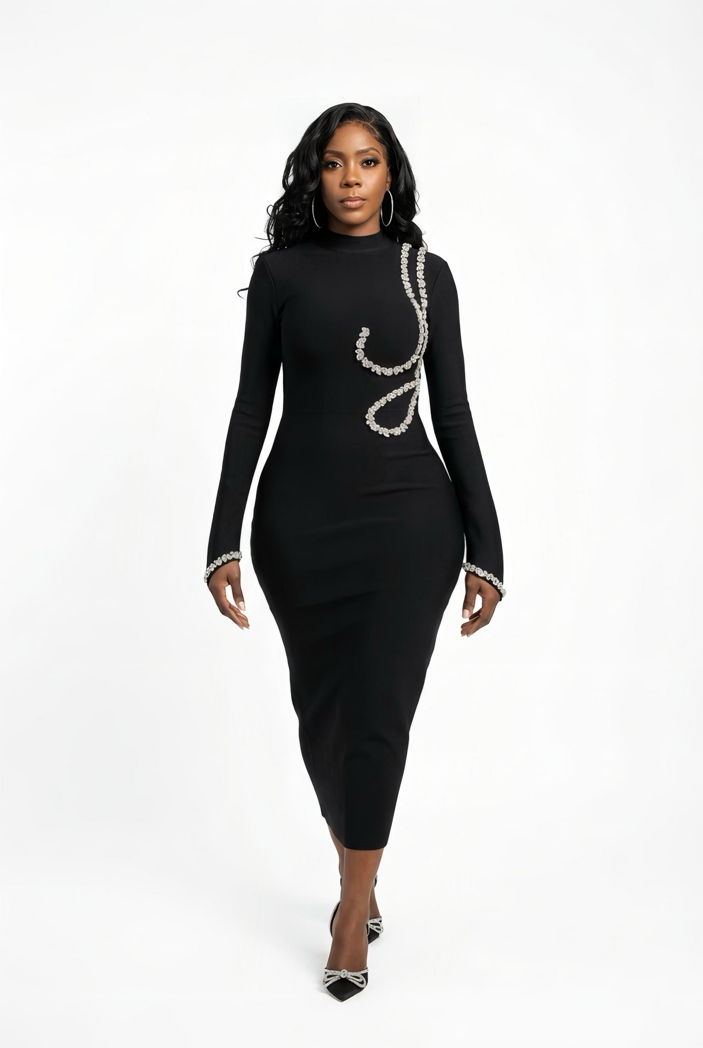 Women Sexy Long Sleeve Diamonds Maxi Long Bodycon Bandage Dress 2025 Celebrity Elegant Evening Party Luxury Birthday Dresses