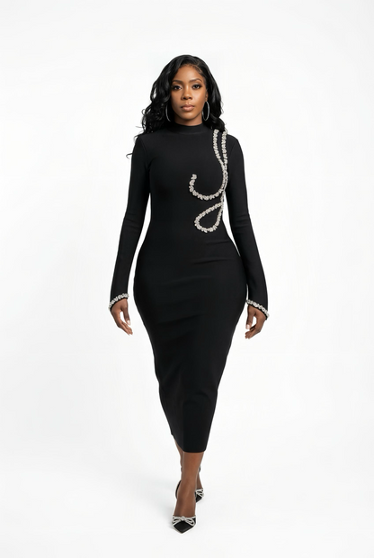 Women Sexy Long Sleeve Diamonds Maxi Long Bodycon Bandage Dress 2025 Celebrity Elegant Evening Party Luxury Birthday Dresses