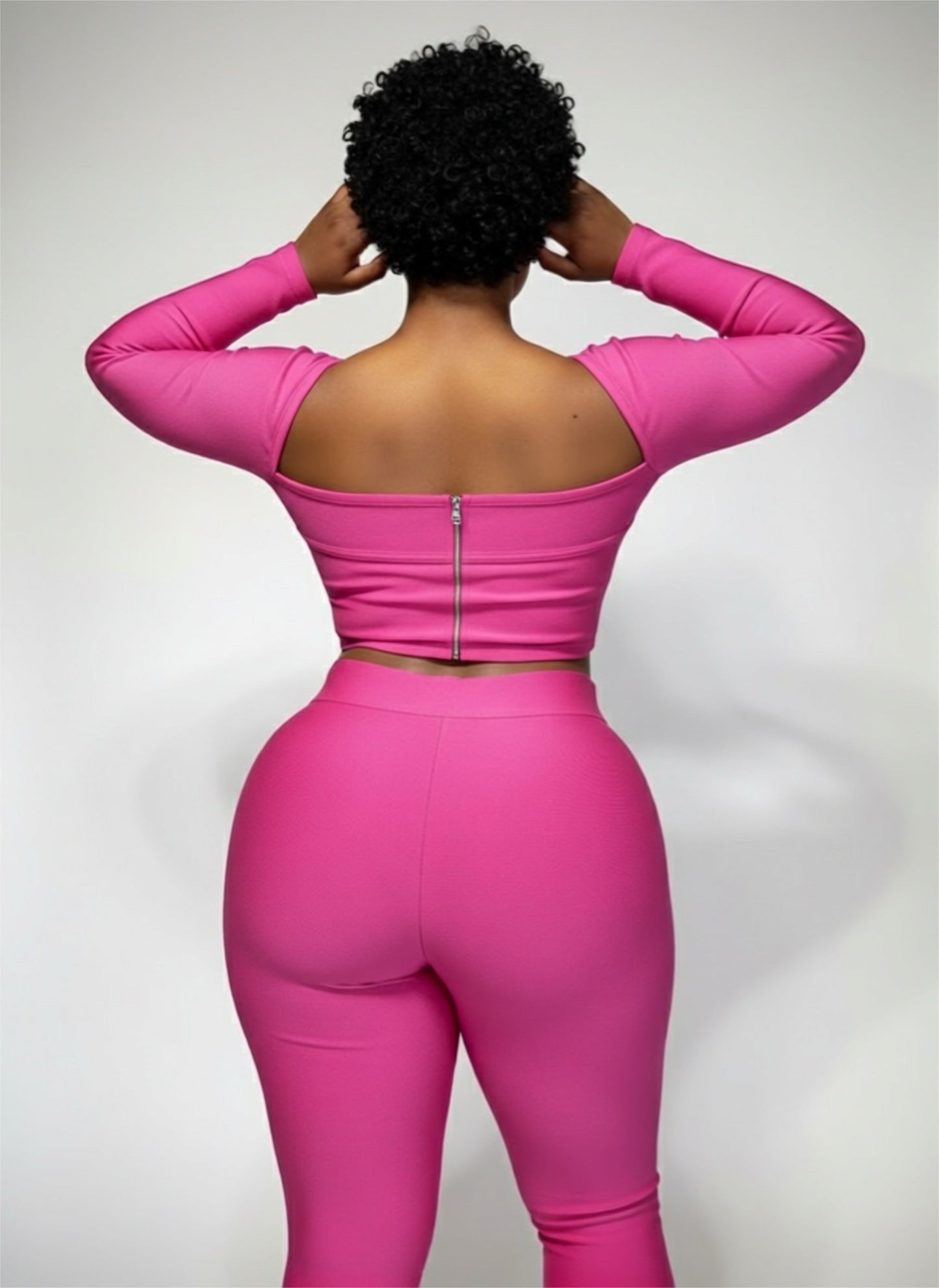 Women Sexy Strapless Backless Hot Pink Glove Pants Bandage Three Piece Suit Celebrity Designer Fashion High Street Pant Suits