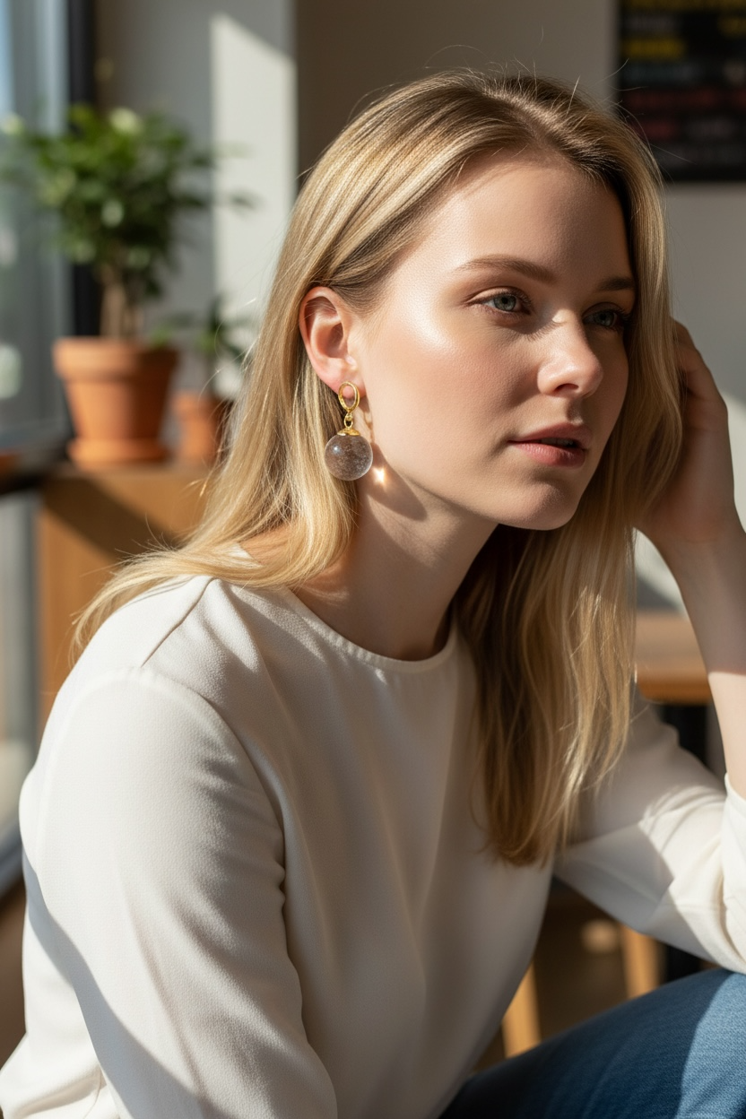 Shining Creativity Gold Color Round Inlaid with White Stones Women's Earrings Fashion Personality Dangle Earrings Woman Jewelry