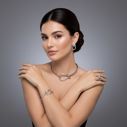 Fashion Jewelry Sets For Women Gold Color Choker Necklace Earrings Bracelets Ring Wedding Set Party Accessories