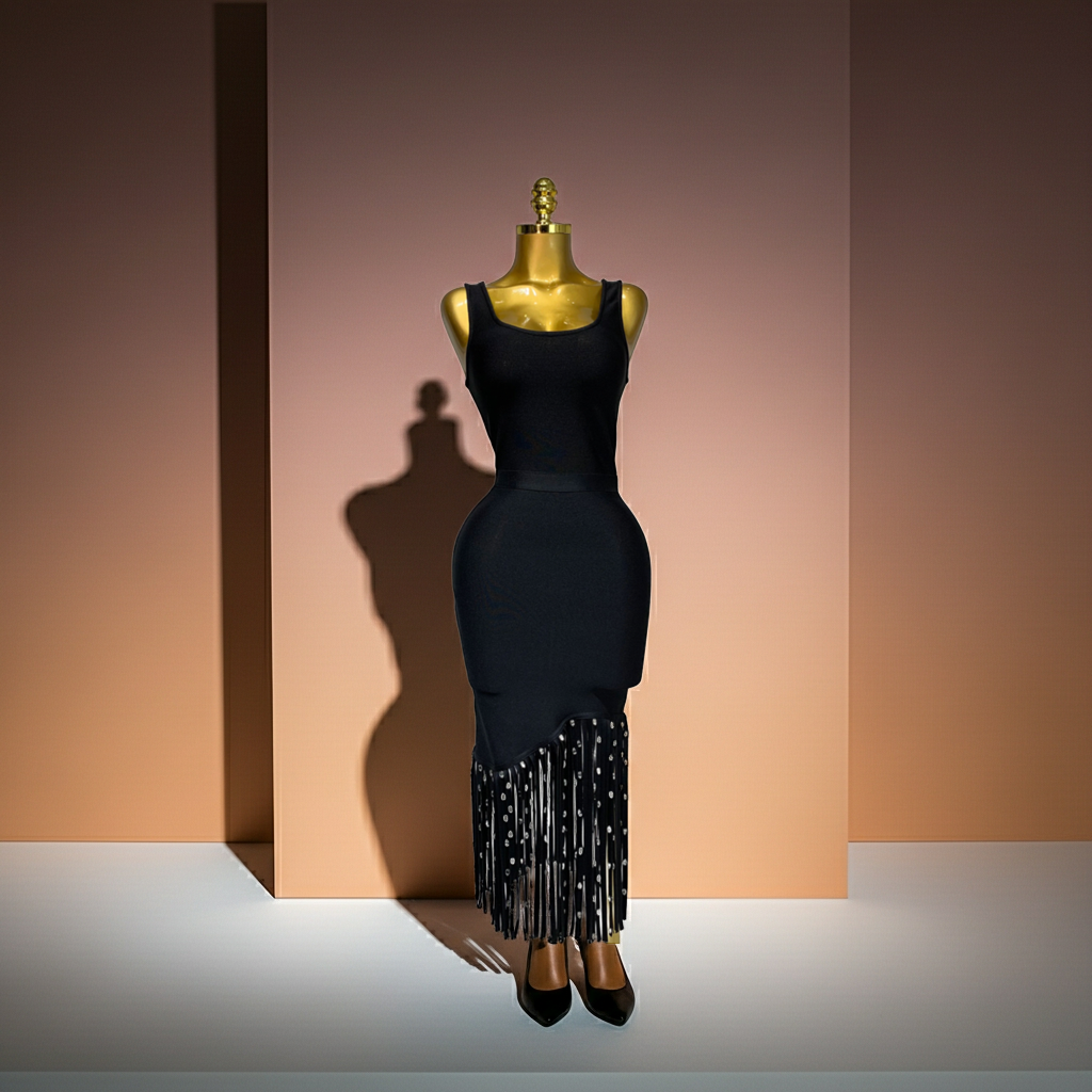 Vestido ajustado con tirantes y borlas de cristal, sexy, para fiesta de noche y cumpleaños, 2025