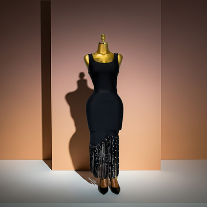 Vestido ajustado con tirantes y borlas de cristal, sexy, para fiesta de noche y cumpleaños, 2025