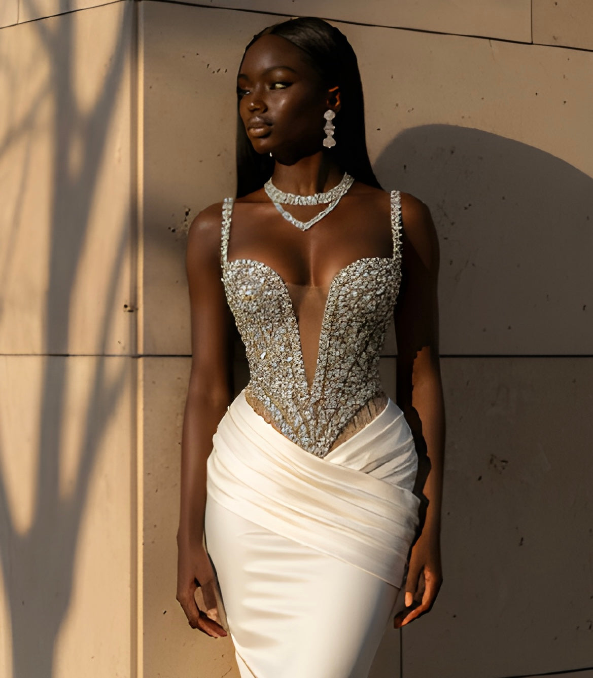 Charming Straps Evening Dresses for Women Rhinestones Pageant Celebrity Dresses Gala
