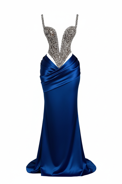 Charming Straps Evening Dresses for Women Rhinestones Pageant Celebrity Dresses Gala
