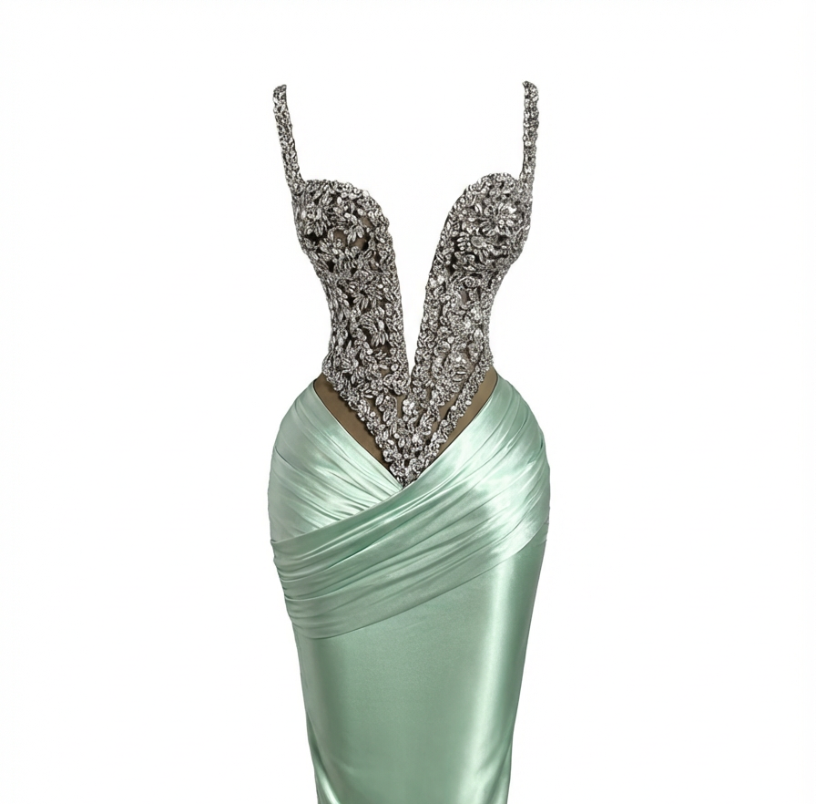 Charming Straps Evening Dresses for Women Rhinestones Pageant Celebrity Dresses Gala