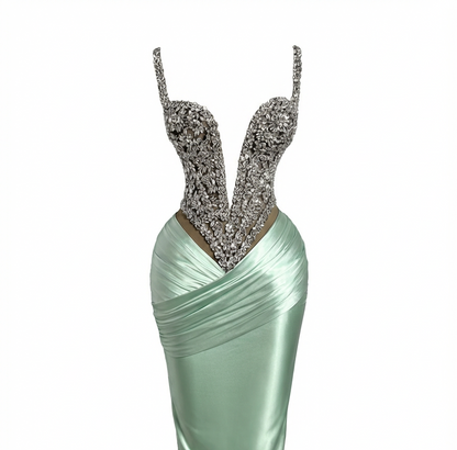 Charming Straps Evening Dresses for Women Rhinestones Pageant Celebrity Dresses Gala