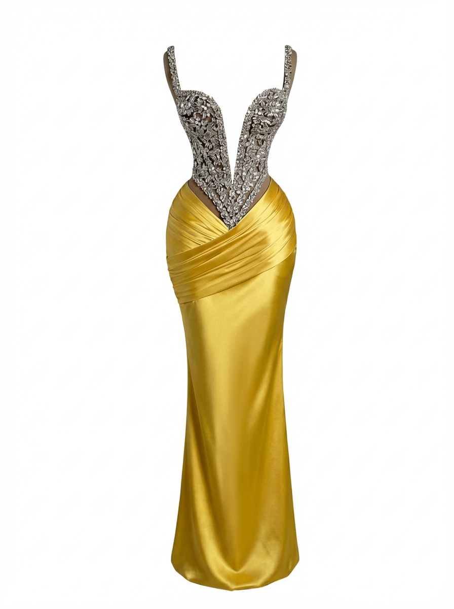 Charming Straps Evening Dresses for Women Rhinestones Pageant Celebrity Dresses Gala