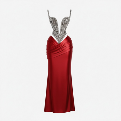 Charming Straps Evening Dresses for Women Rhinestones Pageant Celebrity Dresses Gala