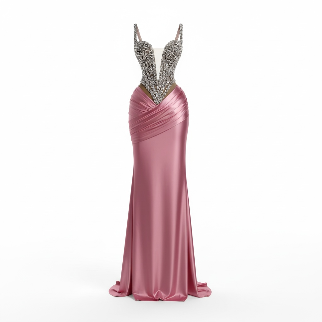 Charming Straps Evening Dresses for Women Rhinestones Pageant Celebrity Dresses Gala